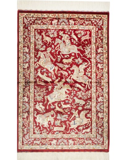 Tappeto Ghom seta Persia giallo marrone 80x124