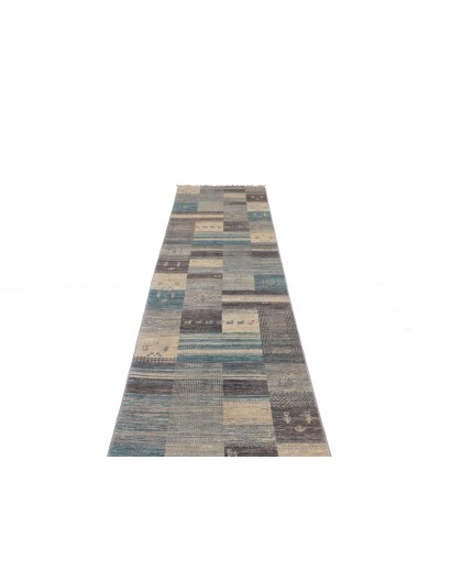 Tappeto Siva Pakistan azzurro bianco 76x294