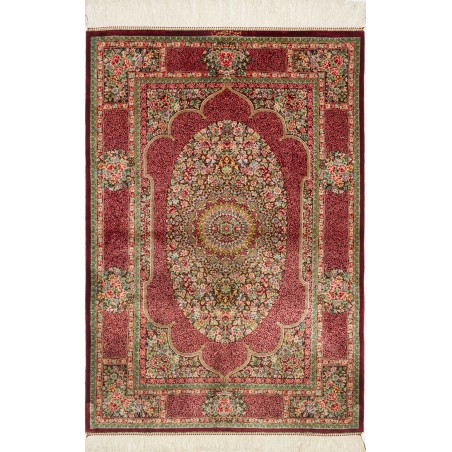 Tappeto Ghom seta Persia beige marrone 81x118