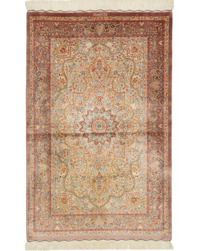 Tappeto Ghom seta Persia marrone 79x123