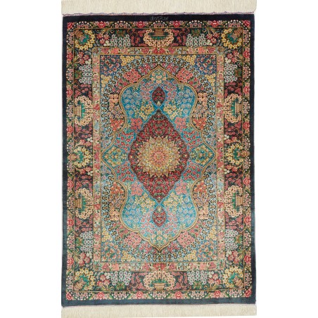Tappeto Ghom seta Persia marrone grigio 78x117