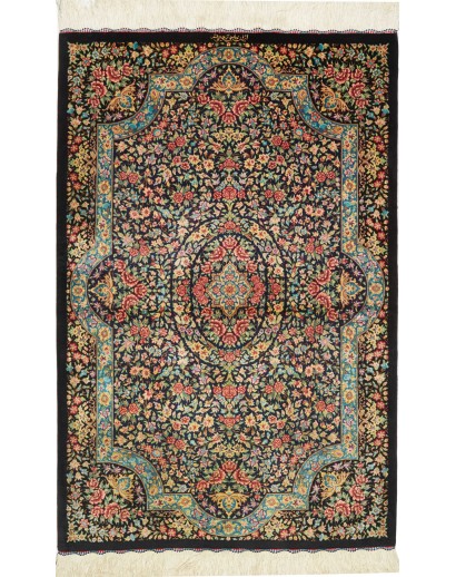 Tappeto Ghom seta Persia marrone bianco 78x120