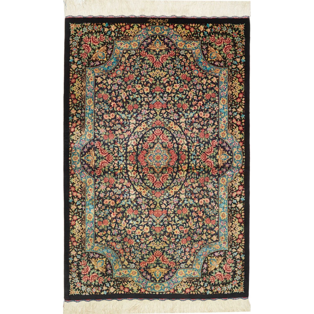 Tappeto Ghom seta Persia marrone grigio 78x120