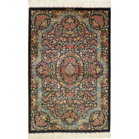 Tappeto Ghom seta Persia marrone grigio 78x120