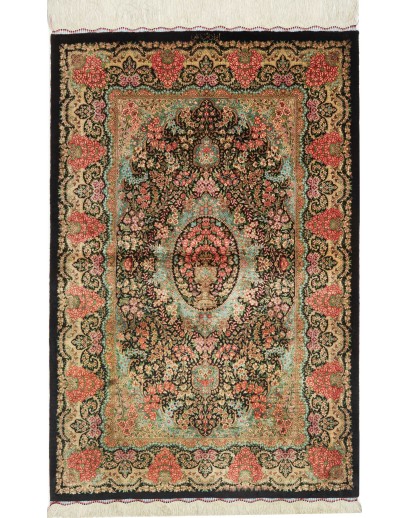 Tappeto Ghom seta Persia bianco blu 80x120