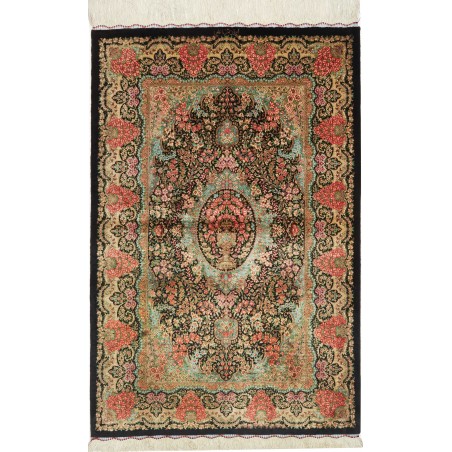 Tappeto Ghom seta Persia bianco blu 80x120
