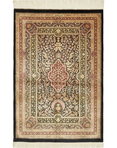 Tappeto Ghom seta Persia marrone 79x118