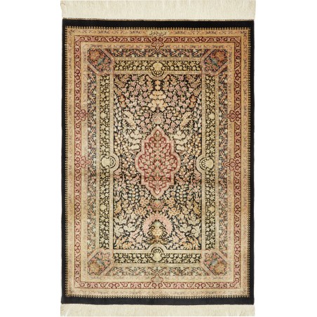 Tappeto Ghom seta Persia giallo marrone 79x118