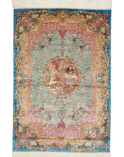Tappeto Ghom seta Persia marrone 82x120