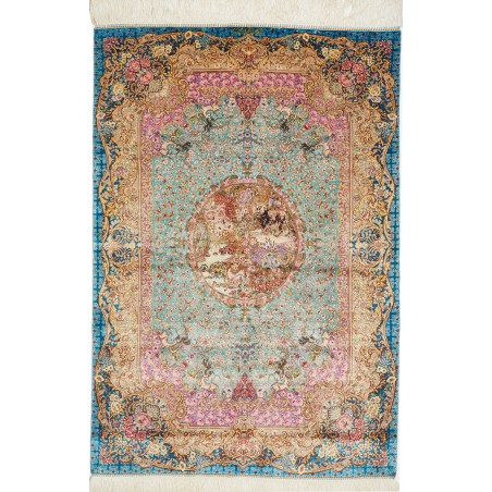 Tappeto Ghom seta Persia marrone 82x120