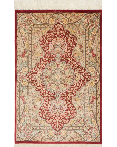 Tappeto Ghom seta Persia marrone 74x118