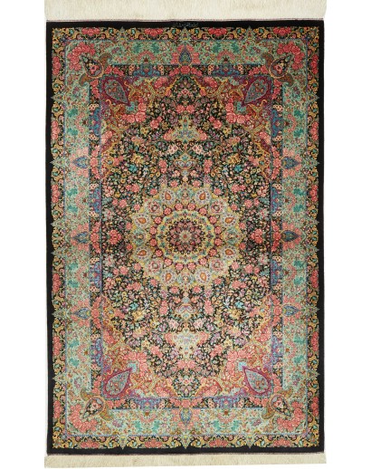 Tappeto Ghom seta Persia marrone 100x155