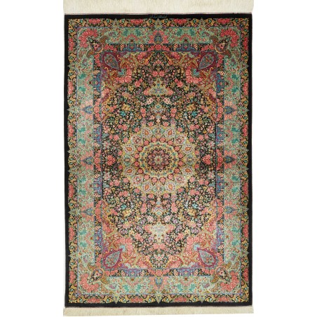 Tappeto Ghom seta Persia marrone 100x155