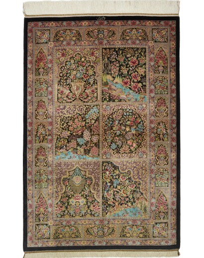 Tappeto Ghom seta Persia bianco 100x149