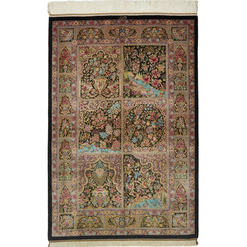 Tappeto Ghom seta Persia bianco 100x149 Tappeto Ghom seta Persia bianco 100x149