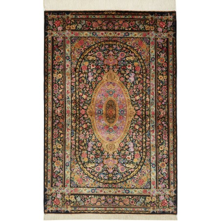 Tappeto Ghom seta Persia azzurro bianco 100x151