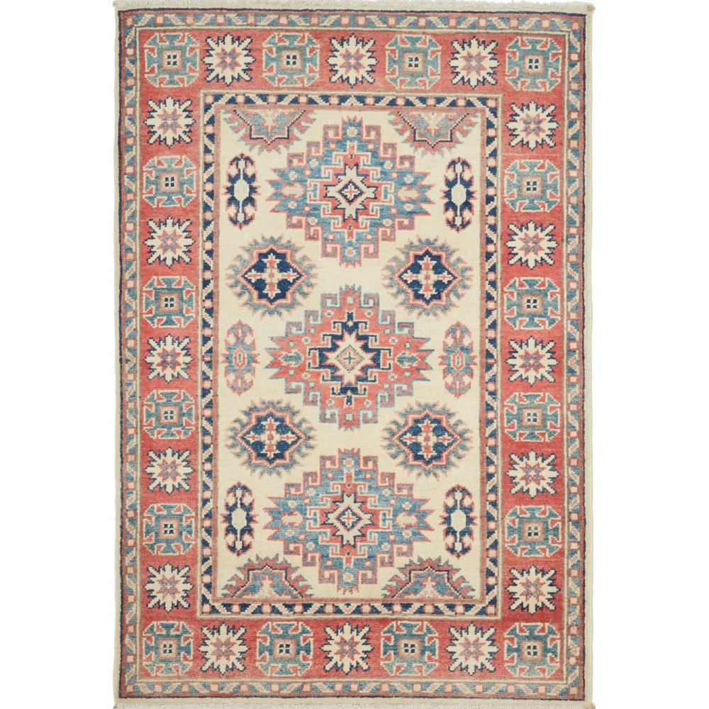 Tappeto Kazak Afghanistan marrone azzurro 85x128 Tappeto Kazak Afghanistan marrone azzurro 85x128