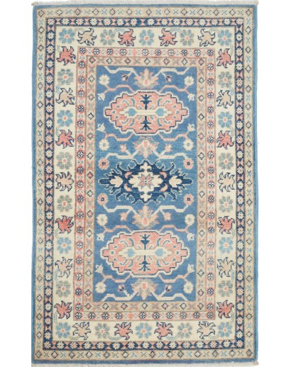 Tappeto Kazak Afghanistan beige azzurro 77x130