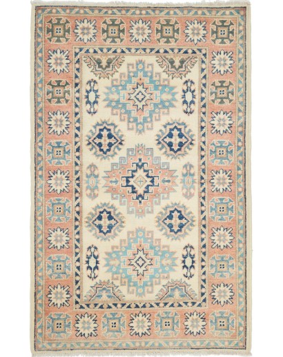 Tappeto Kazak Afghanistan beige azzurro 87x136