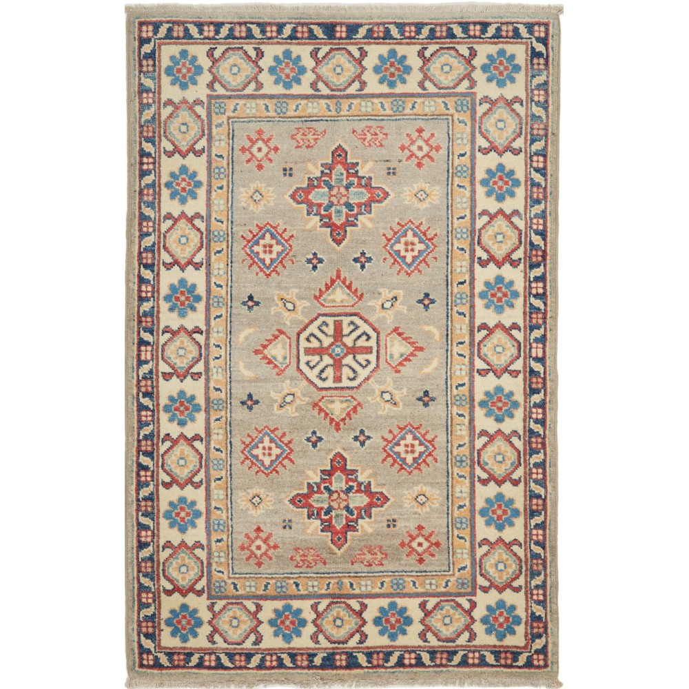 Tappeto Kazak Afghanistan marrone azzurro 83x125 Tappeto Kazak Afghanistan marrone azzurro 83x125