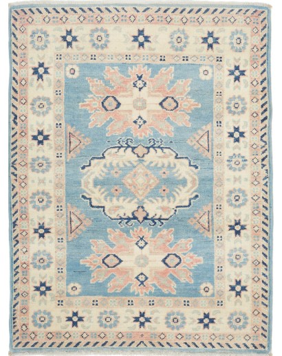 Tappeto Kazak Afghanistan beige azzurro 84x110