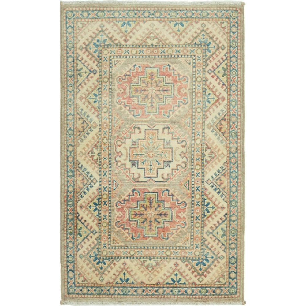 Tappeto Kazak Afghanistan marrone azzurro 73x123 Tappeto Kazak Afghanistan marrone azzurro 73x123
