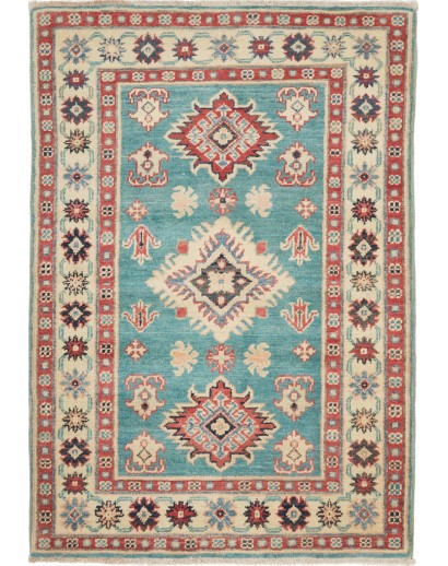 Tappeto Kazak Afghanistan azzurro grigio 82x120