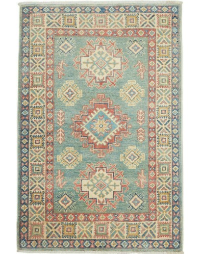 Tappeto Kazak Afghanistan azzurro bianco 82x121
