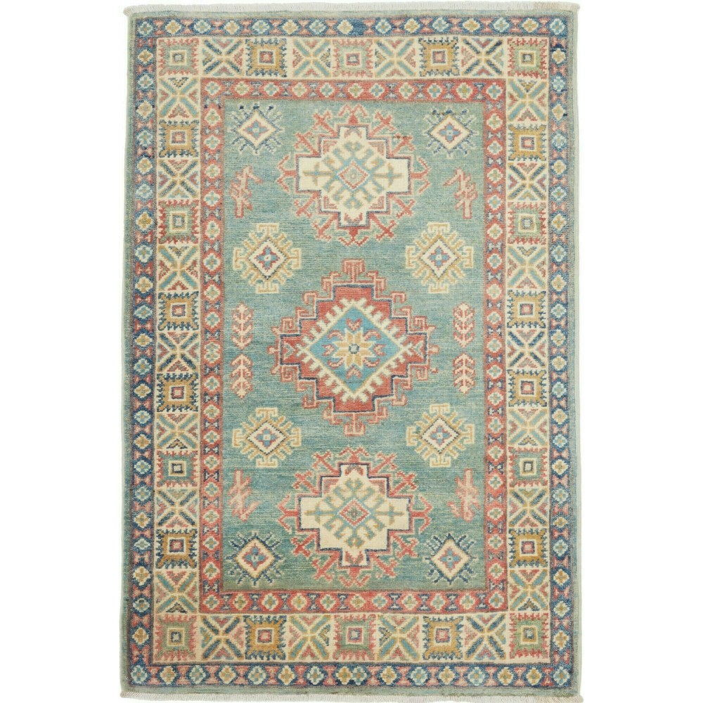 Tappeto Kazak Afghanistan azzurro bianco 82x121