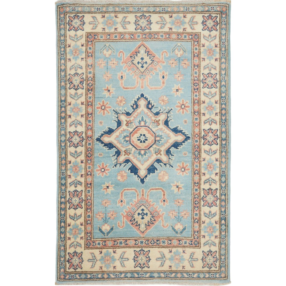 Tappeto Kazak Afghanistan beige azzurro 80x130 Tappeto Kazak Afghanistan beige azzurro 80x130