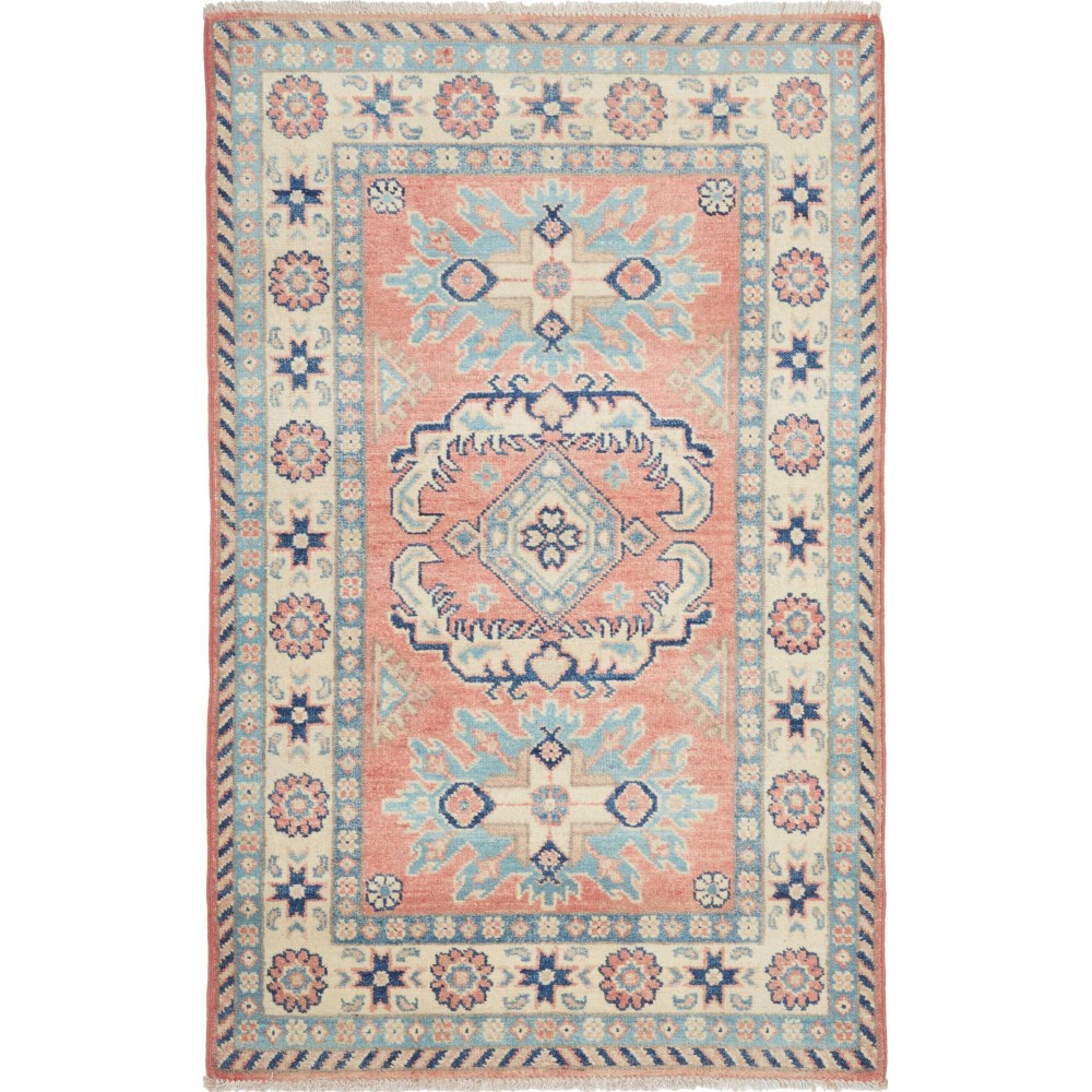 Tappeto Kazak Afghanistan beige azzurro 81x122 Tappeto Kazak Afghanistan beige azzurro 81x122