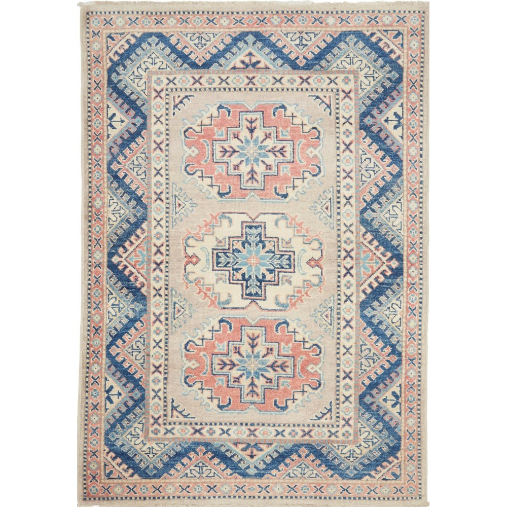 Tappeto Kazak Afghanistan beige grigio 96x141 Tappeto Kazak Afghanistan beige grigio 96x141