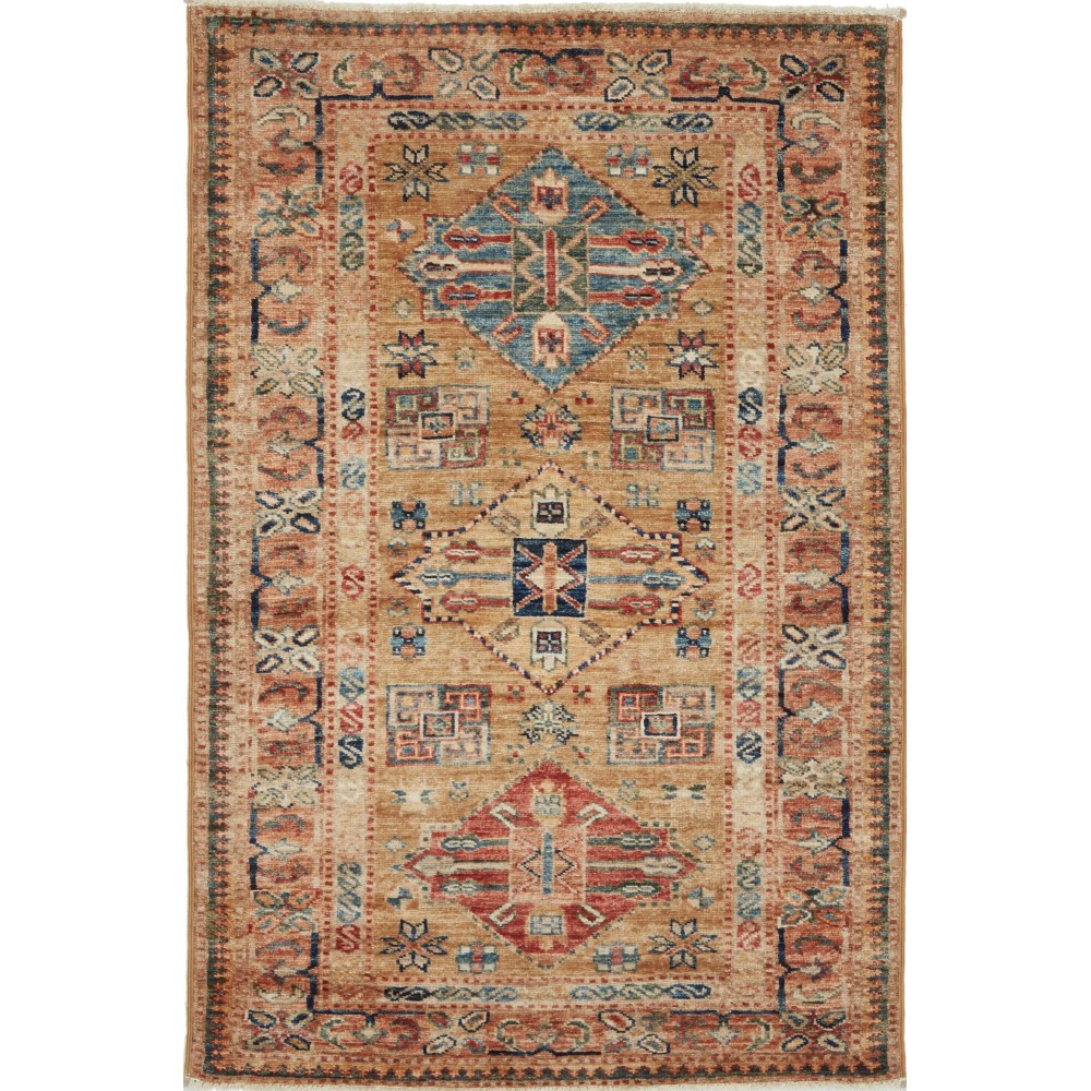 Tappeto Kazak Fine Pakistan marrone 81x125 Tappeto Kazak Fine Pakistan marrone 81x125
