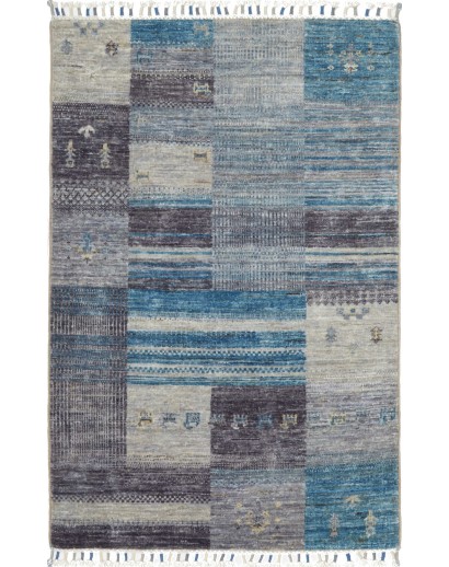 Tappeto Siva Pakistan bianco azzurro 78x118