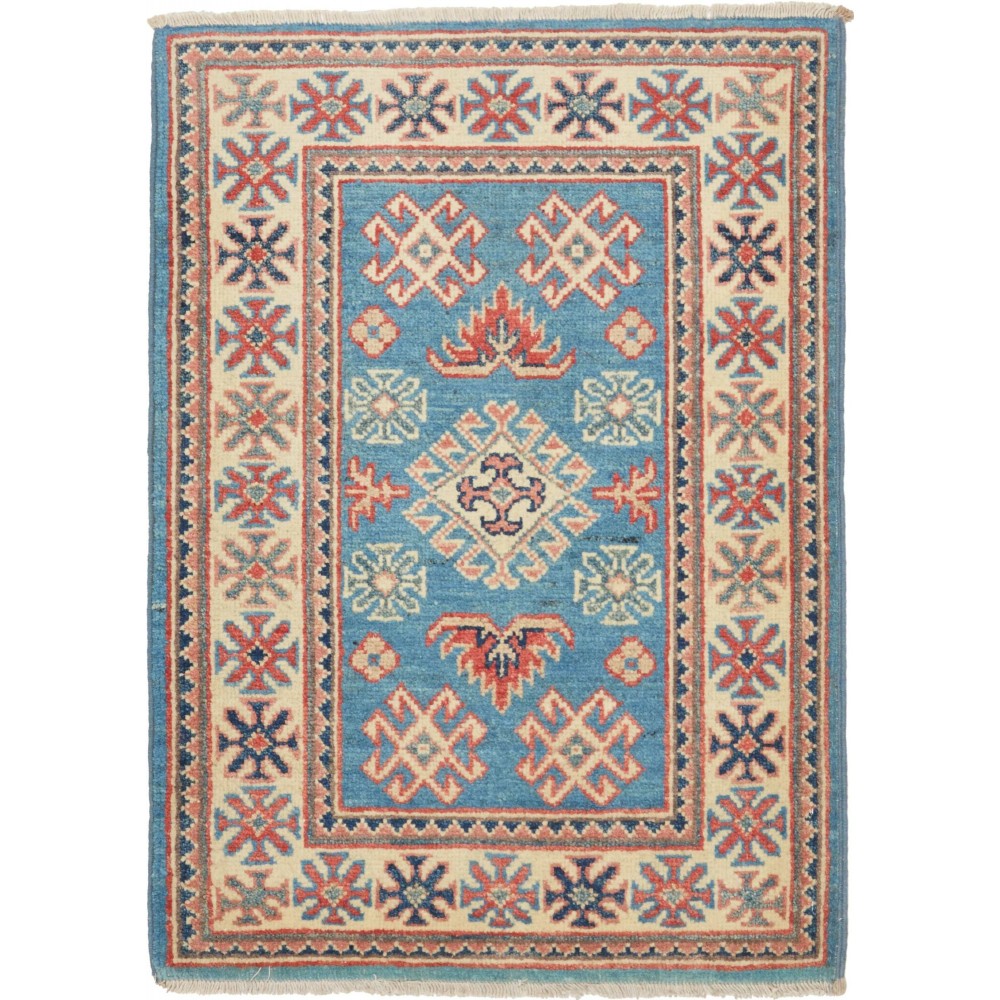 Tappeto Kazak Afghanistan marrone azzurro 62x85 Tappeto Kazak Afghanistan marrone azzurro 62x85