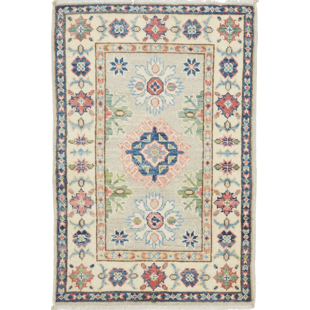 Tappeto Kazak Afghanistan beige azzurro 61x90 Tappeto Kazak Afghanistan beige azzurro 61x90