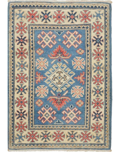 Tappeto Kazak Afghanistan marrone azzurro 61x89