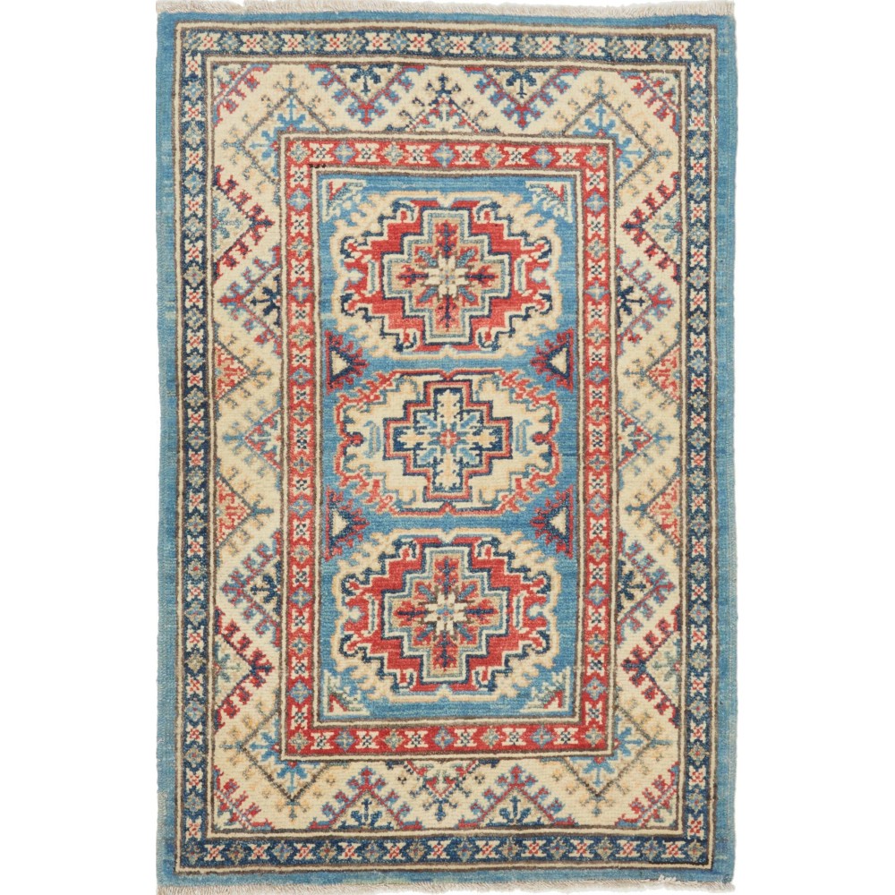 Tappeto Kazak Afghanistan azzurro beige 61x92 Tappeto Kazak Afghanistan azzurro beige 61x92