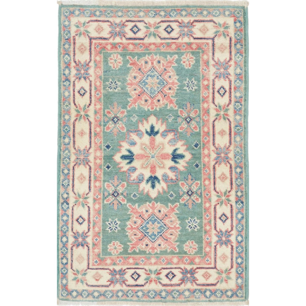 Tappeto Kazak Afghanistan beige verde 57x88 Tappeto Kazak Afghanistan beige verde 57x88
