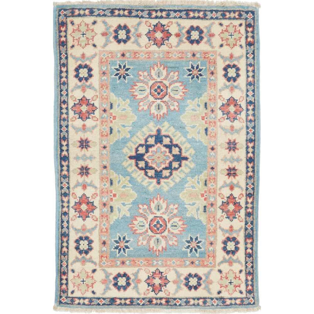 Tappeto Kazak Afghanistan beige azzurro 61x93 Tappeto Kazak Afghanistan beige azzurro 61x93