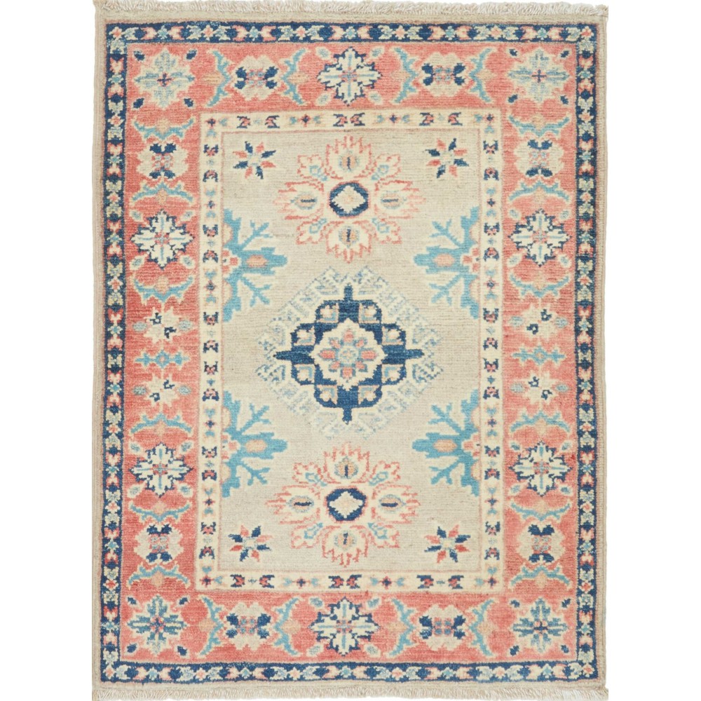 Tappeto Kazak Afghanistan beige azzurro 62x83