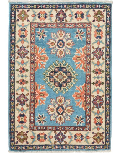 Tappeto Kazak Afghanistan azzurro rosso 65x92