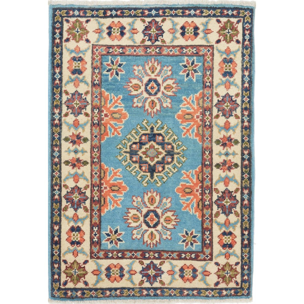 Tappeto Kazak Afghanistan azzurro rosso 65x92 Tappeto Kazak Afghanistan azzurro rosso 65x92