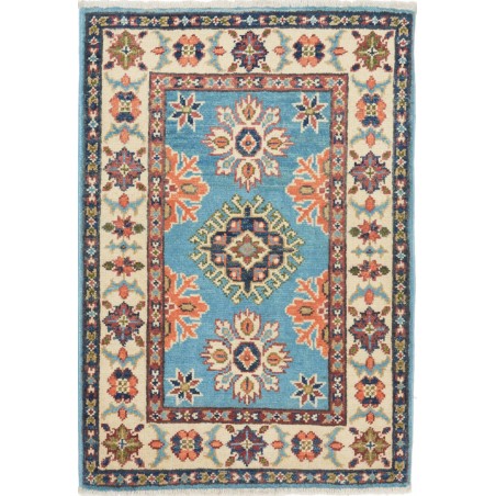 Tappeto Kazak Afghanistan azzurro rosso 65x92