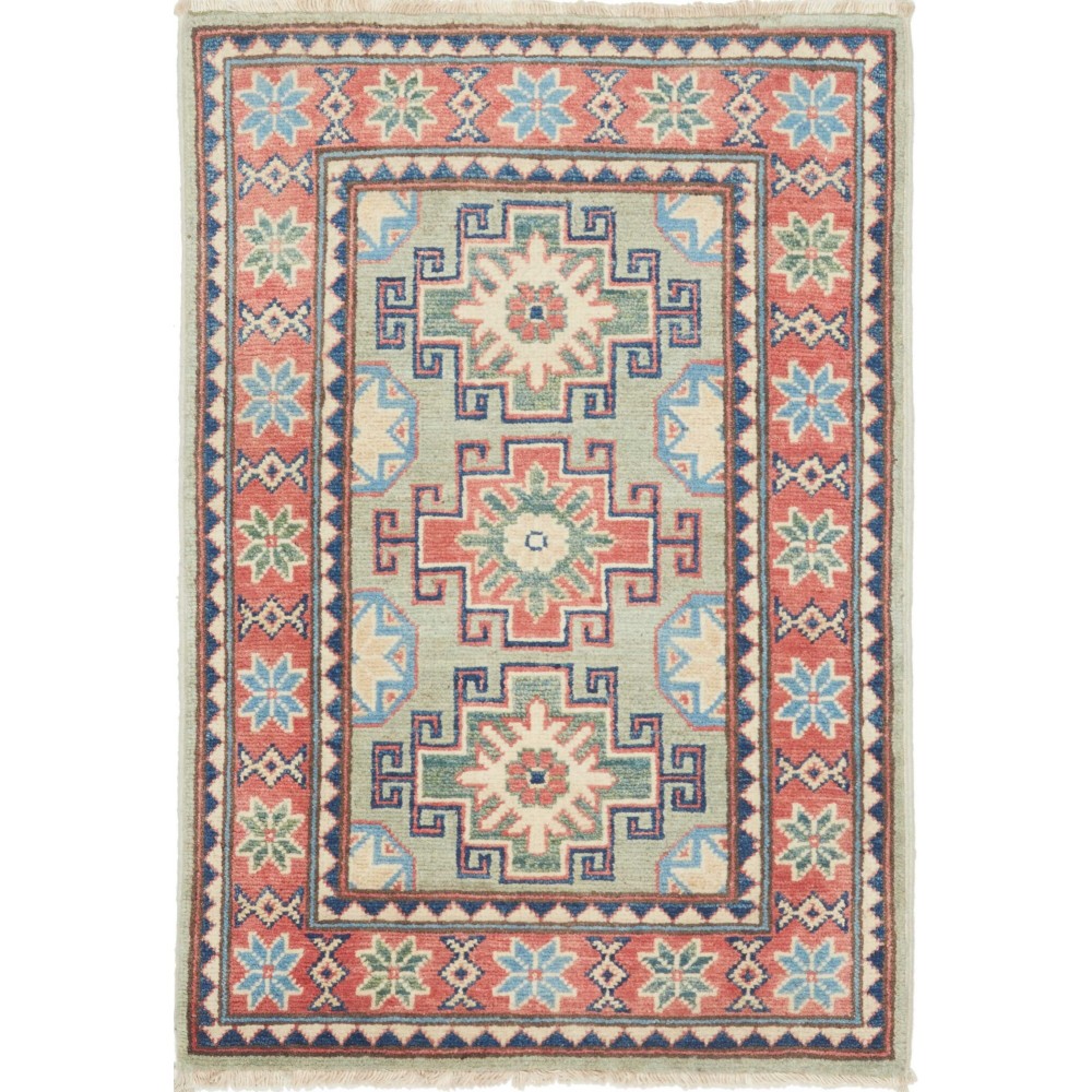 Tappeto Kazak Afghanistan azzurro marrone 61x89