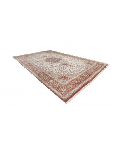 Tappeto Ghom seta Persia marrone bianco 394x620