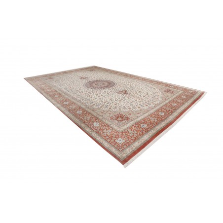 Tappeto Ghom seta Persia marrone bianco 394x620