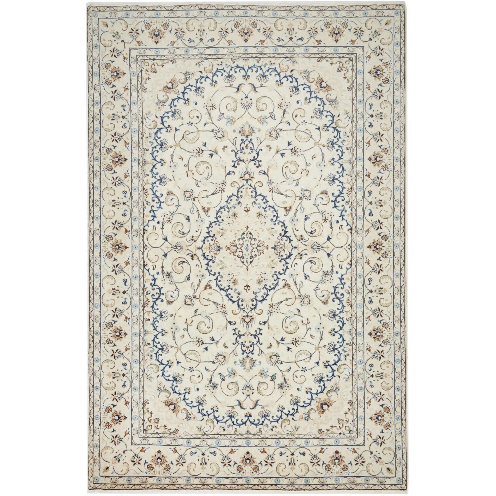 Tappeto Kashan Persia bianco grigio 194x296 Tappeto Kashan Persia bianco grigio 194x296