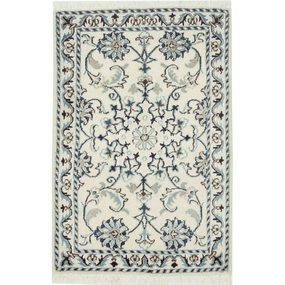 Tappeto Nain Kashmar Persia bianco azzurro 60x90 Tappeto Nain Kashmar Persia bianco azzurro 60x90