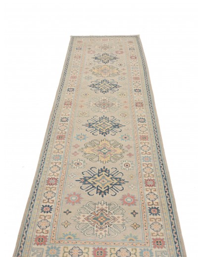 Tappeto Kazak Afghanistan beige azzurro 83x292